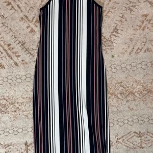 Striped Sleeveless Sundress - Black, White, Pink